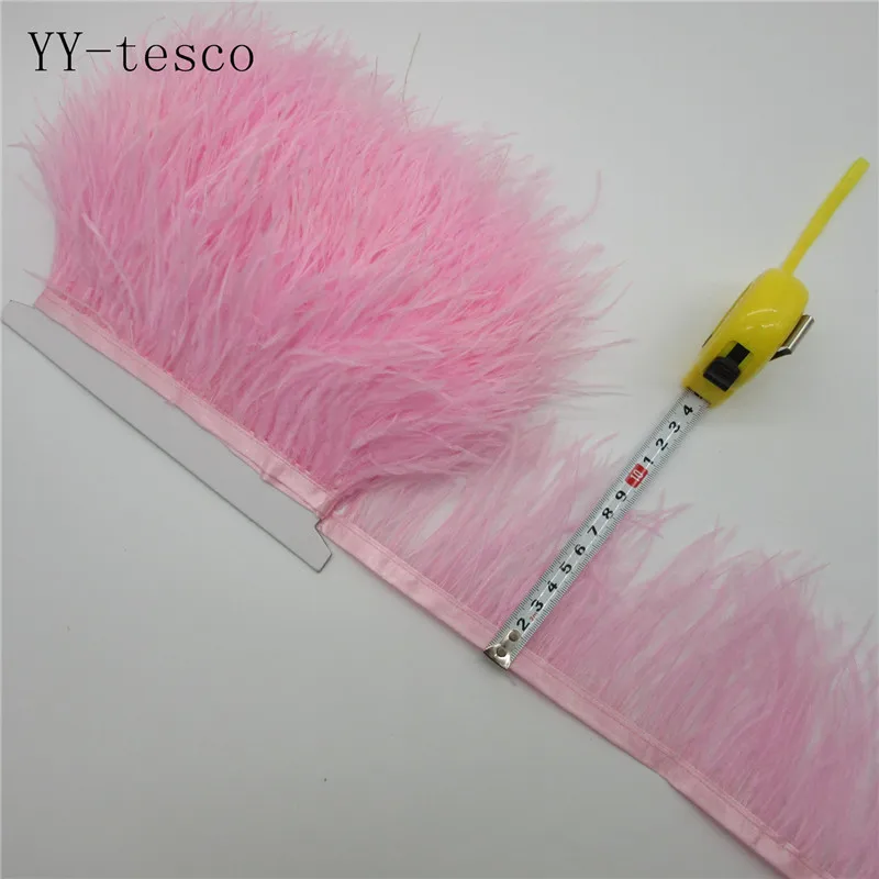 light pink Новинка! Высокое качество 100 м страусиное перо лента, перо Длина 8-11 см/DIY Аксессуары для одежды - Цвет: light pink