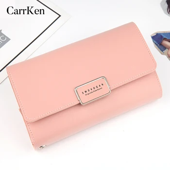 

CarrKen Leather Women Wallet Female Long Clutch Lady Walet Portomonee Rfid Luxury Brand Money Bag Magic Zipper Coin Purse