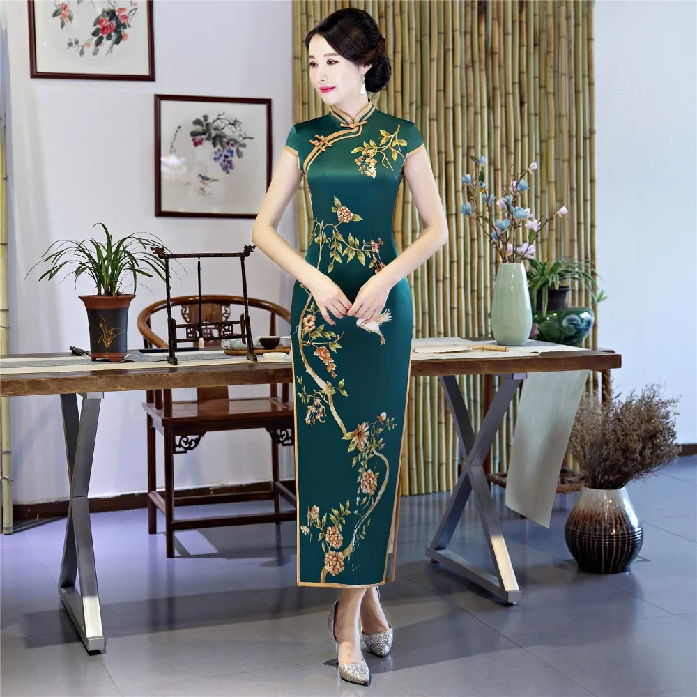 Shanghai Story 2019 платье Ципао из искусственного шелка с цветочным принтом в китайском