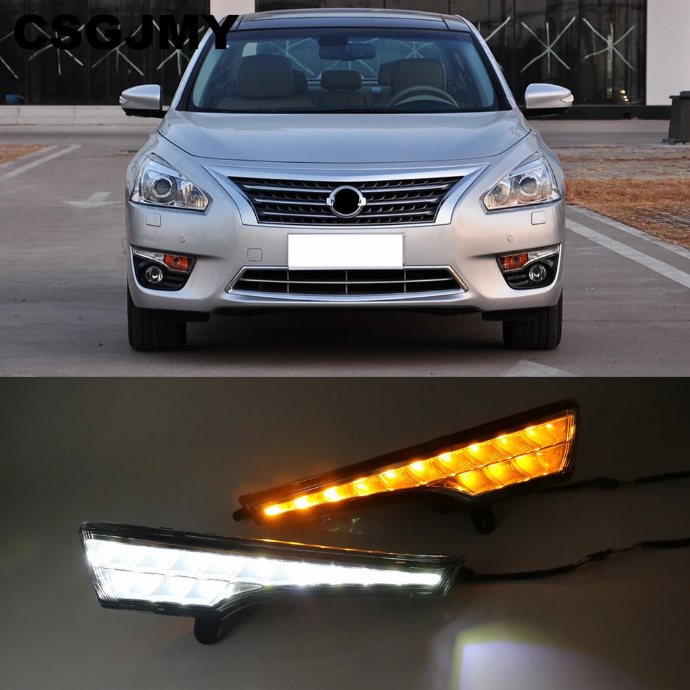 

1Pair Car LED DRL Daytime Running Lights for Nissan Altima Teana 2013 2014 2015 Lamp Bumper Fog light Lamp cover Styling Driving