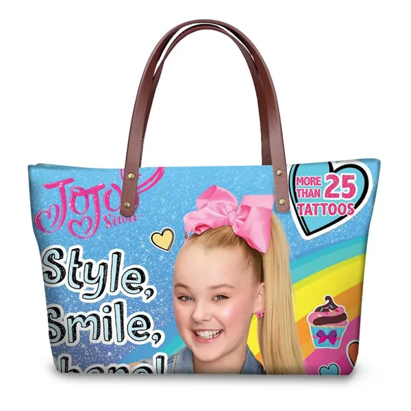 

Coloranimal Funny Cartoon Luxury Design Women Large Neoprene Handbags JOJO Siwa Print Woman's Casual Large Tote Bag Shopper Bags