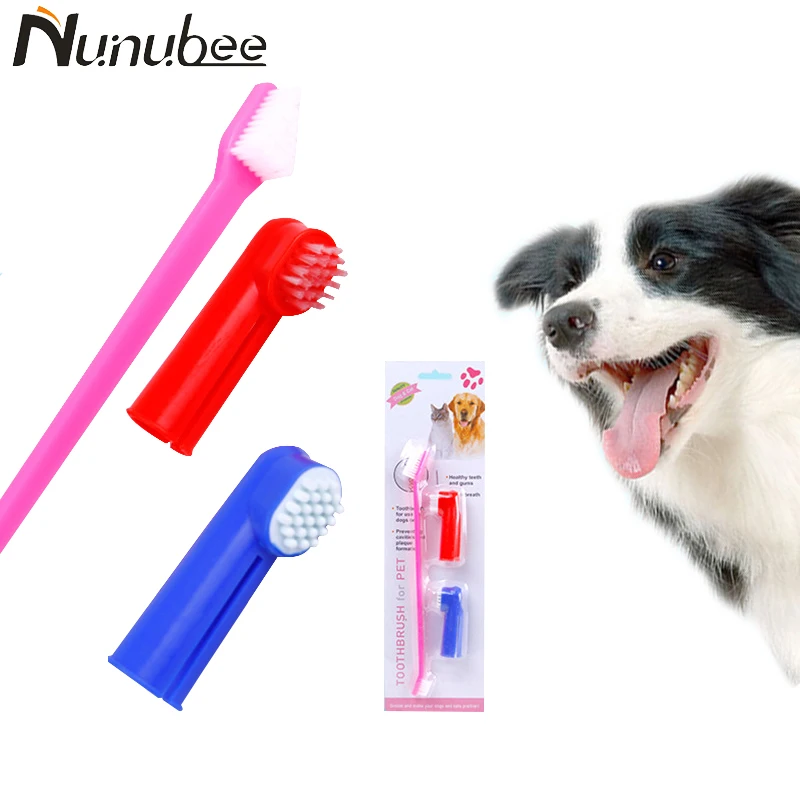 Nunubee 3PCS/Set Soft Pet Finger Toothbrush Dog Cat Puppy Cleaning