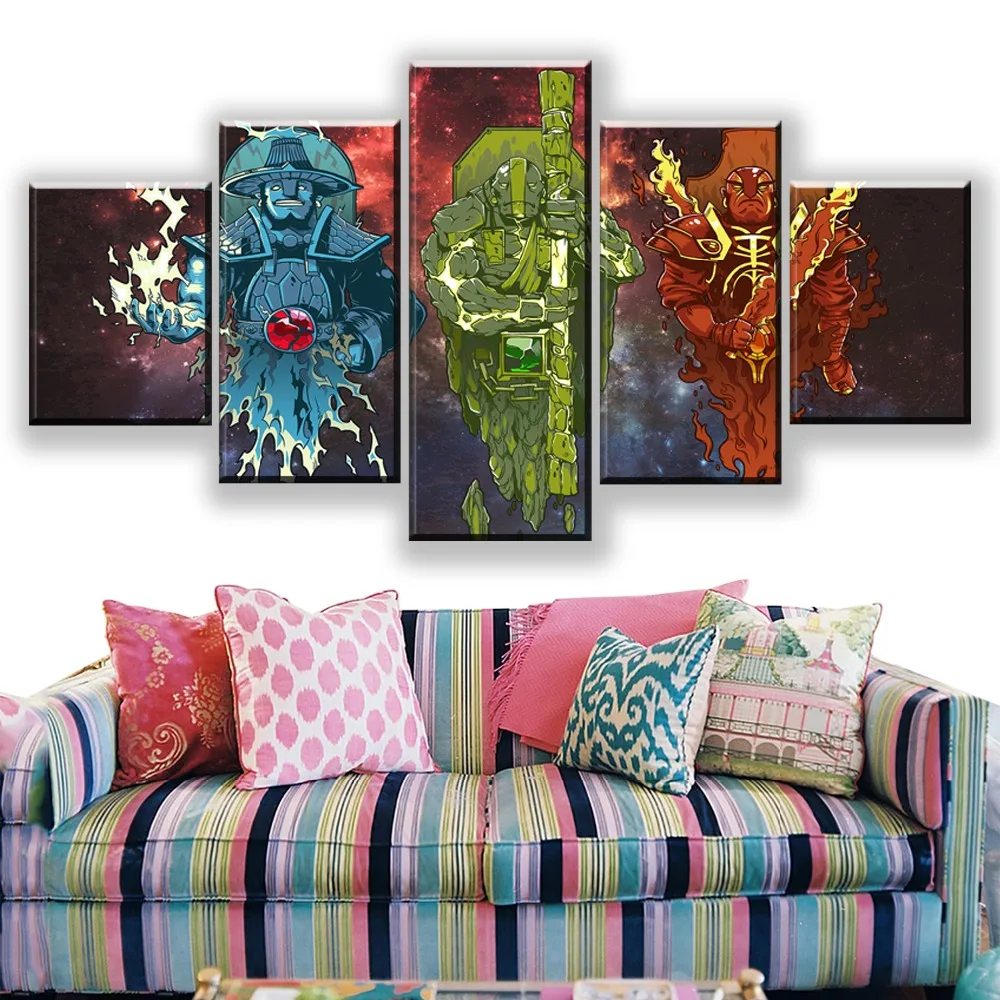  Canvas Wall Art Printed Picture Home Decor Frame 5 Pieces Abstract Painting Game DotA 2 Anime Warri