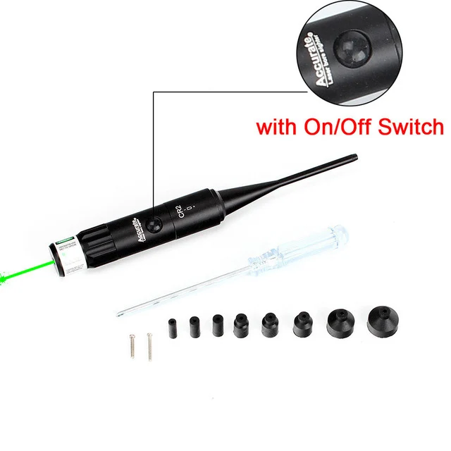 

Red or Green Laser Bore Sight kit for .22 to .50 Caliber Scope Rifles Handgun Green Dot BoreSighter with On/Off Switch