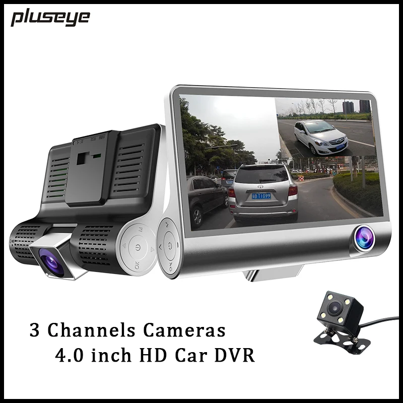 1080p Full Hd Car Dvr 3 Channels Cameras Recorder 4.0 Inch Dash Camera