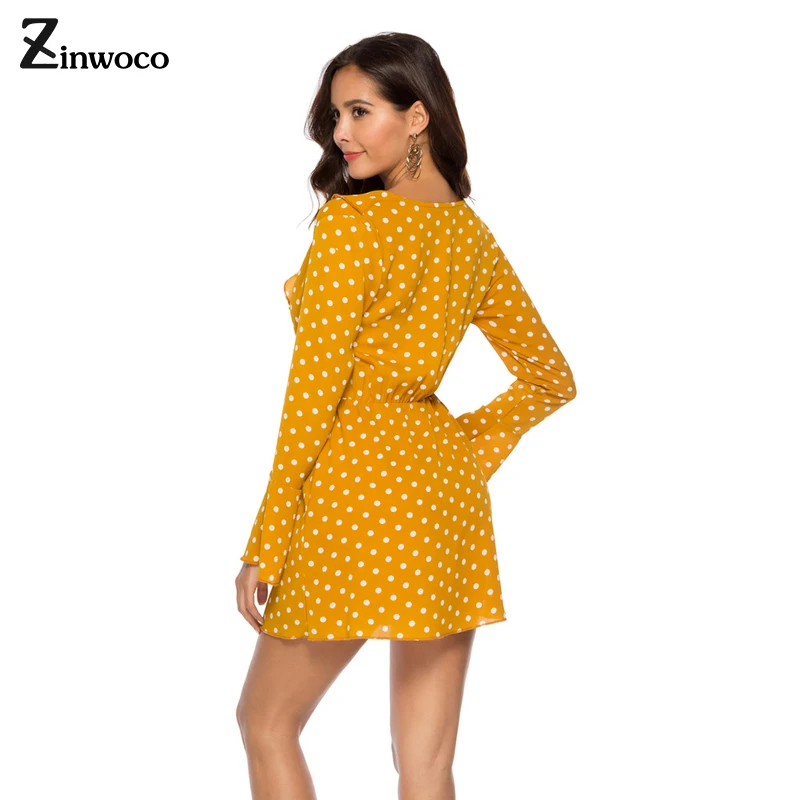 Zinwoco сексуальное женское платье с длинным рукавом Женская мода Drees Винтаж Хепберн