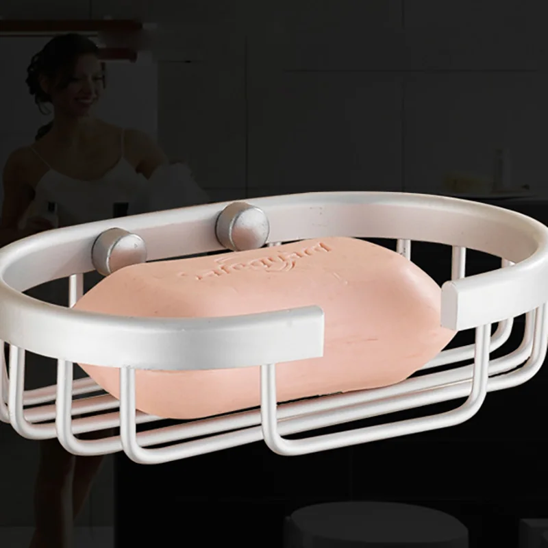 Square aluminum soap rack bathroom storage round soap box creative soap drain holder silver shelves restroom organizer Square aluminum soap rack bathroom storage round soap box creative soap drain holder silver shelves restroom organizer