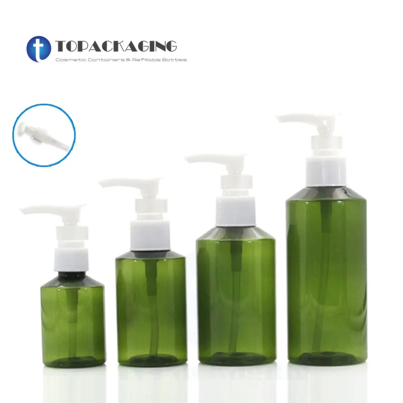 

50/100/150/200ml Spiral Lotion Pump Bottle Empty Plastic Cosmetic Container Sample Essential Oil Refillable Green Makeup Packing