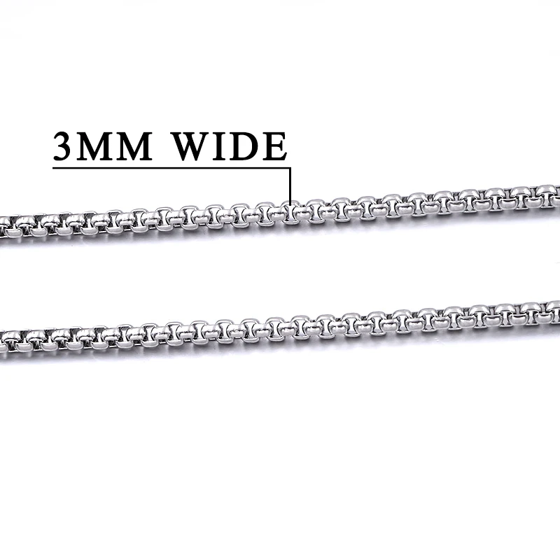 Moorvan 40 см-90 см ювелирное мужское женское готическое ожерелье, изготовленное с помощью литья коробки Короткие Длинные цепи из нержавеющей стали для девочек и мальчиков VN138 - Окраска металла: 3mm wide