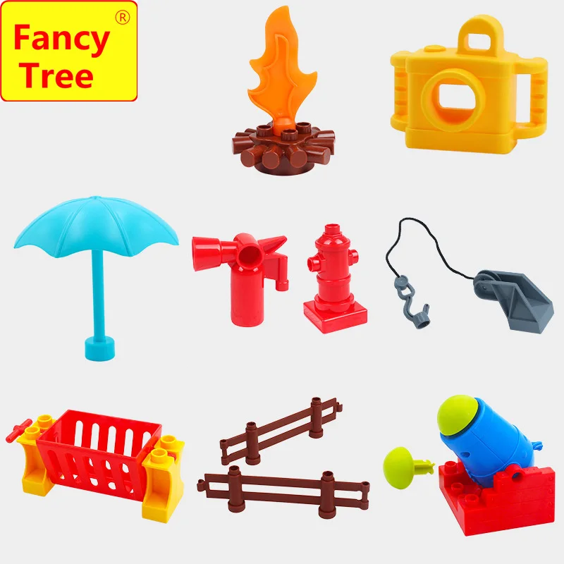 

Large Particles DIY Blocks artillery guardrail light bag Creative Building Blocks Compatible with duploe Baby Education Toys