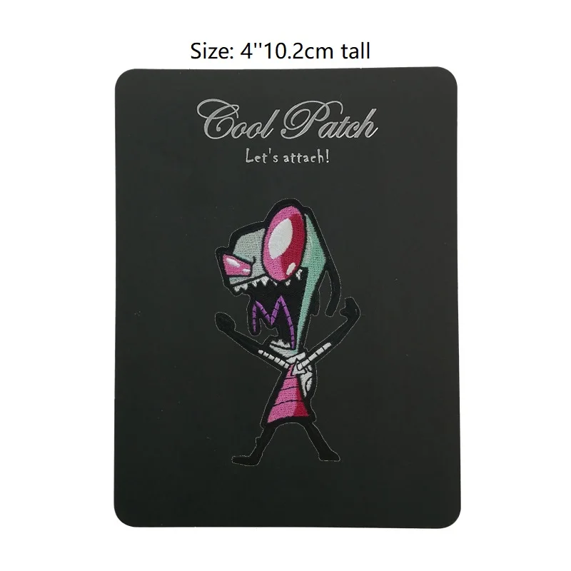 

4" Invader Zim Animated Series Screaming Zim Figure Patches Embroidered Iron On Badge halloween cosplay costume uniform diy