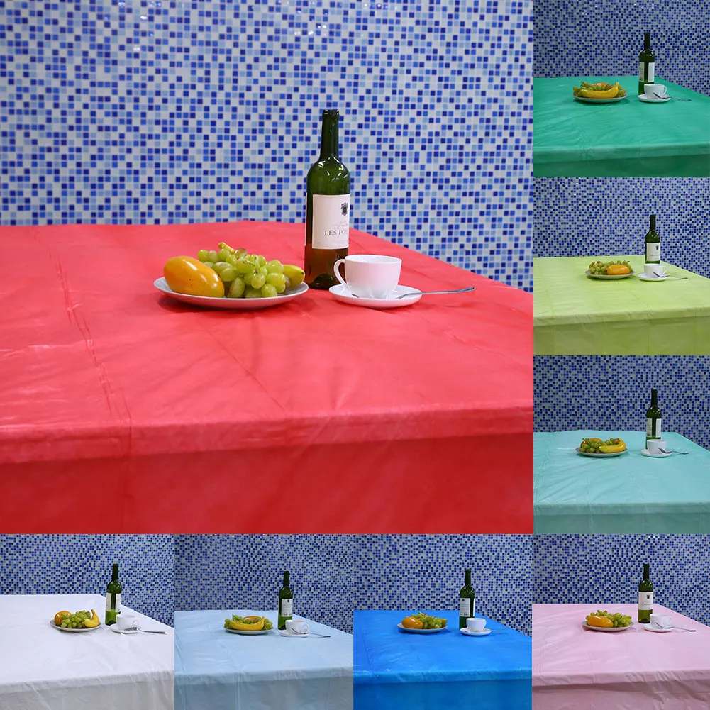 

274*137CM Colorful Plastic Disposable Tablecloth Rectangle Table Cover Cloth Wipe Clean Party Tablecloth Covers for Home Supply