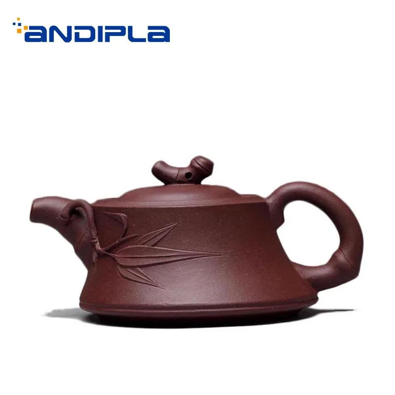 

180ml Authentic Yixing Purple Clay Teapot Handmade Natural Raw Ore Zi Mud Xie Bamboo Zisha Pot Puer Tea Kettle Drinkware Gifts