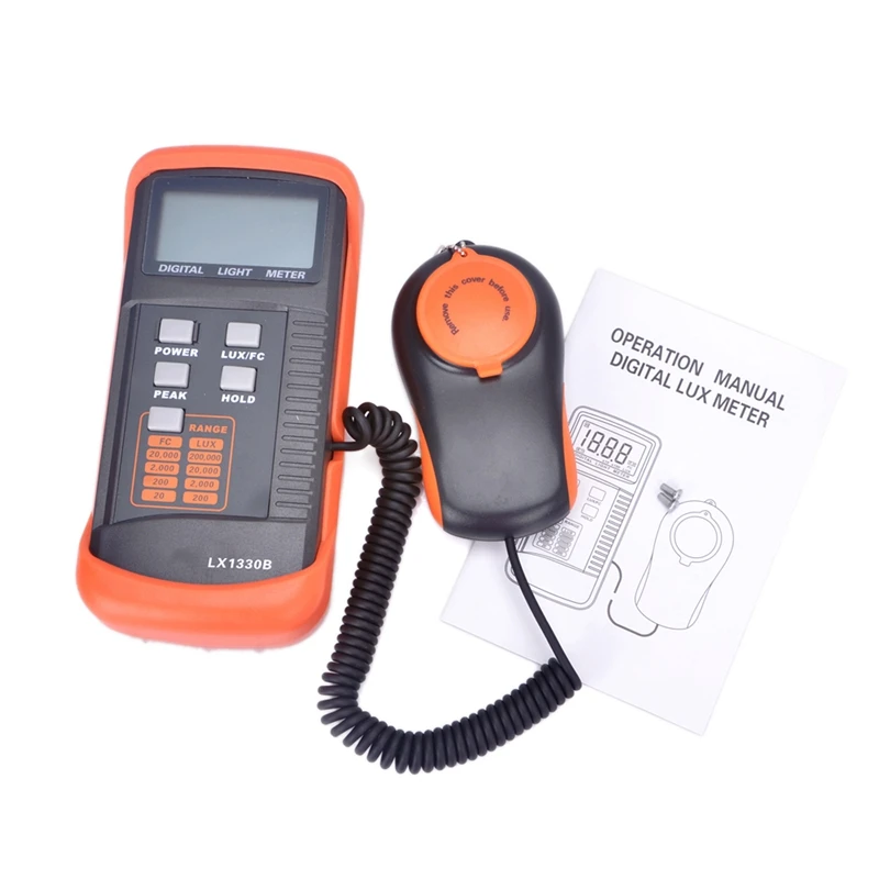 High Accuracy Professional Digital Light Meter 0.1~200,000Lux LX1330B With Data Hold And Peak Reading Hold Function