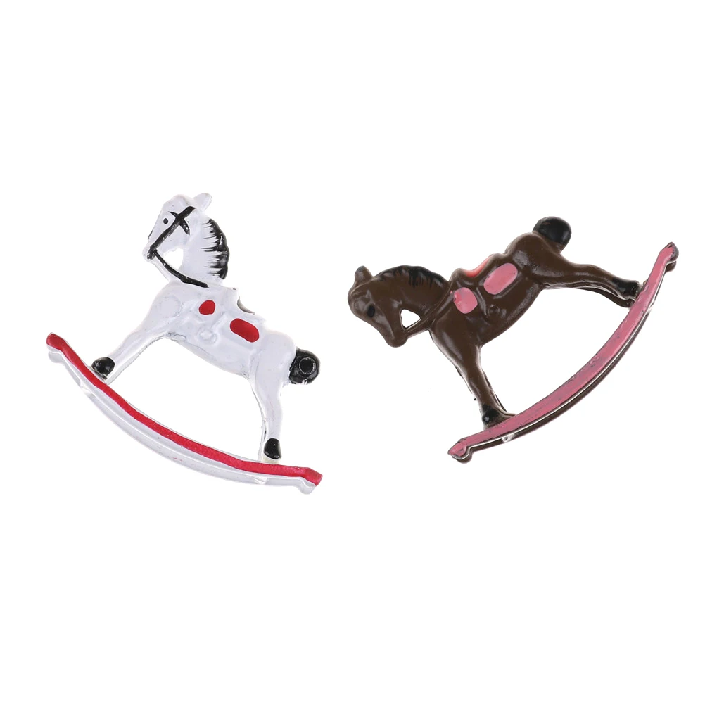 1/12 Scale Metal Rocking Horse Dollhouse Miniature For Dolls House Miniature Accessory Wholesale Dollhouse Accessories Metal