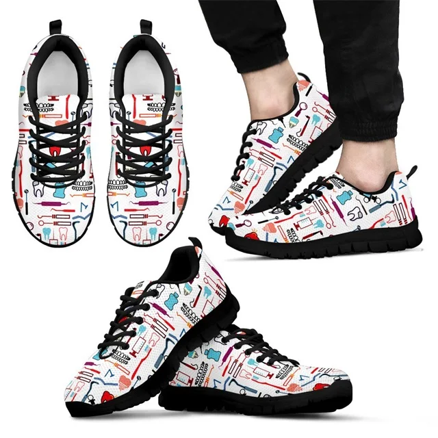 INSTANTARTS Spring Summer Women's Dental Teeth Sneakers Shoes 3D Equipment Dentist Print Teen Girl Mesh Shoes Nurse Shoes Female 