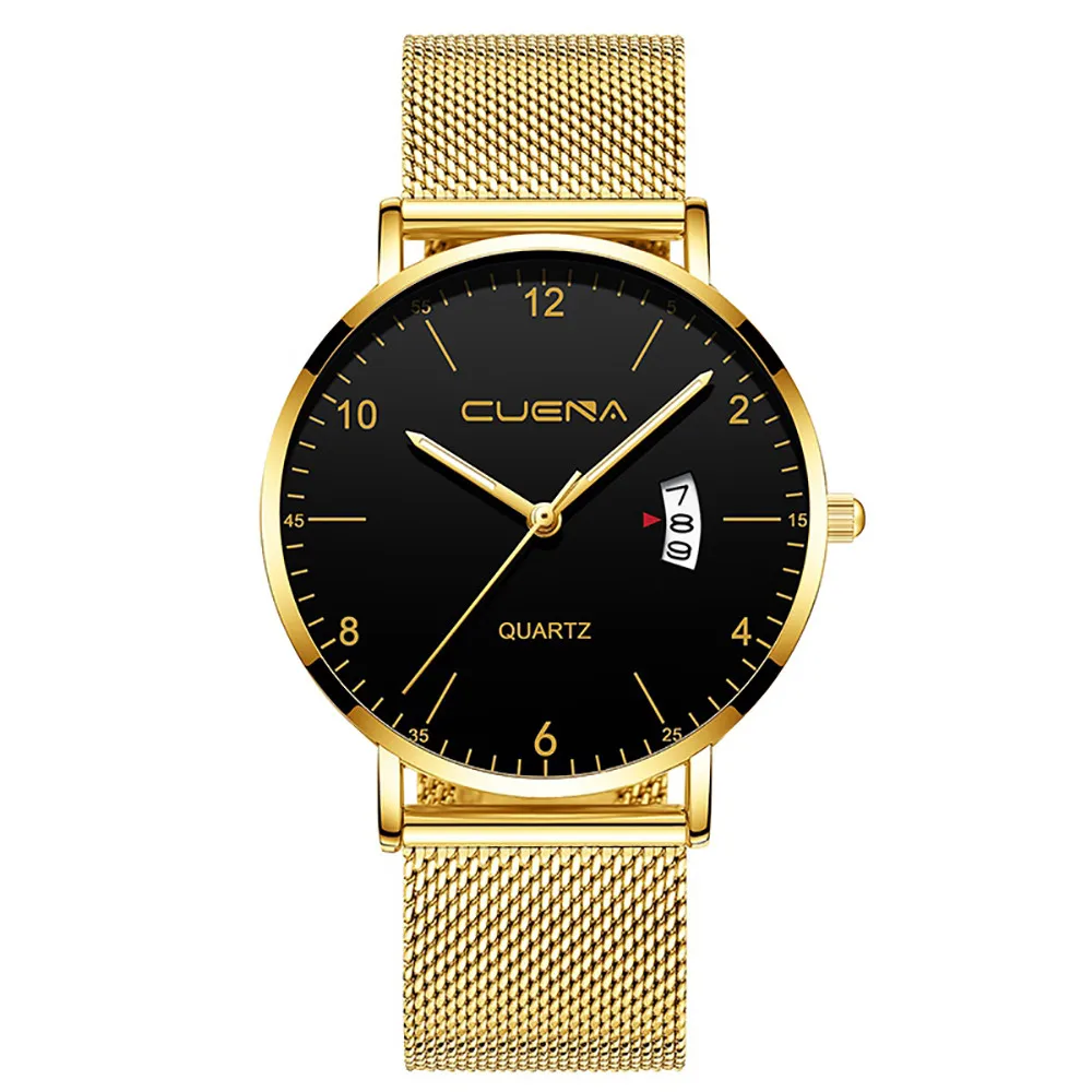 

Hot Brand Gold Men Watch Luxury Women Watches Kol Saati Fashion Quartz Wristwatch Mesh Belt Calendar Ladies Watches Clock Gift#W