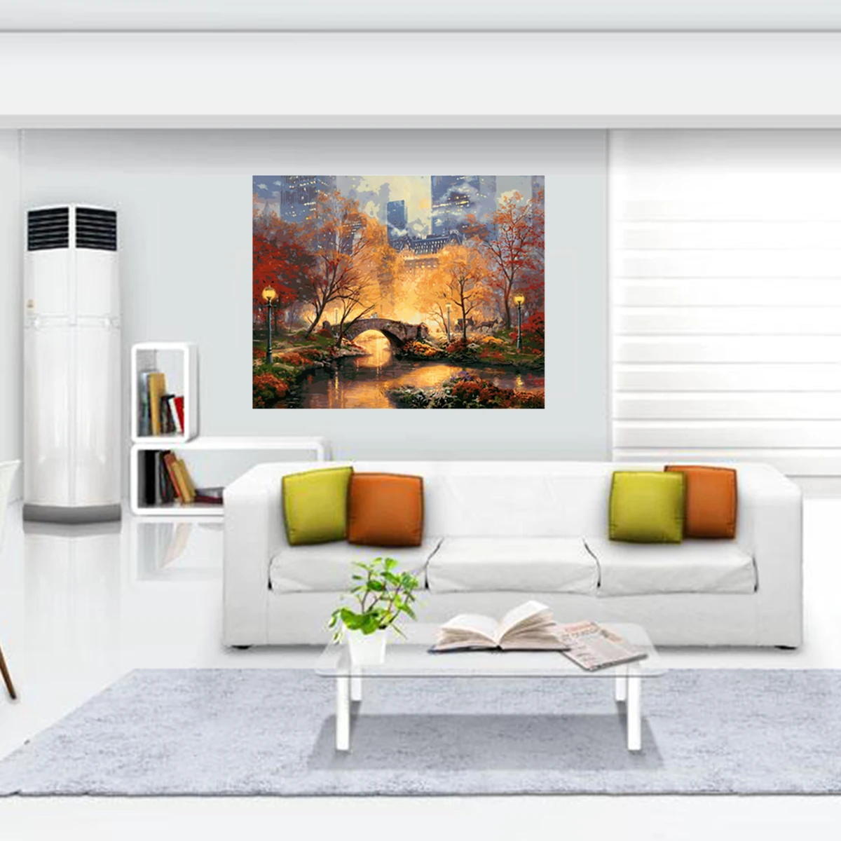 50*40cm Paint By Number Kit Digital Oil Painting Canvas Beautiful City Park