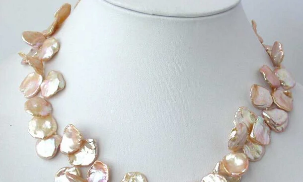 

0001313 NATURAL 18" 20mm baroque pink keshi reborn pearl necklace