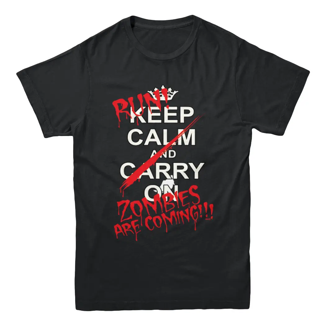 Keep Calm And Run Zombies Are Coming Walking Dead Inspired Funny Men's T-shirt |
