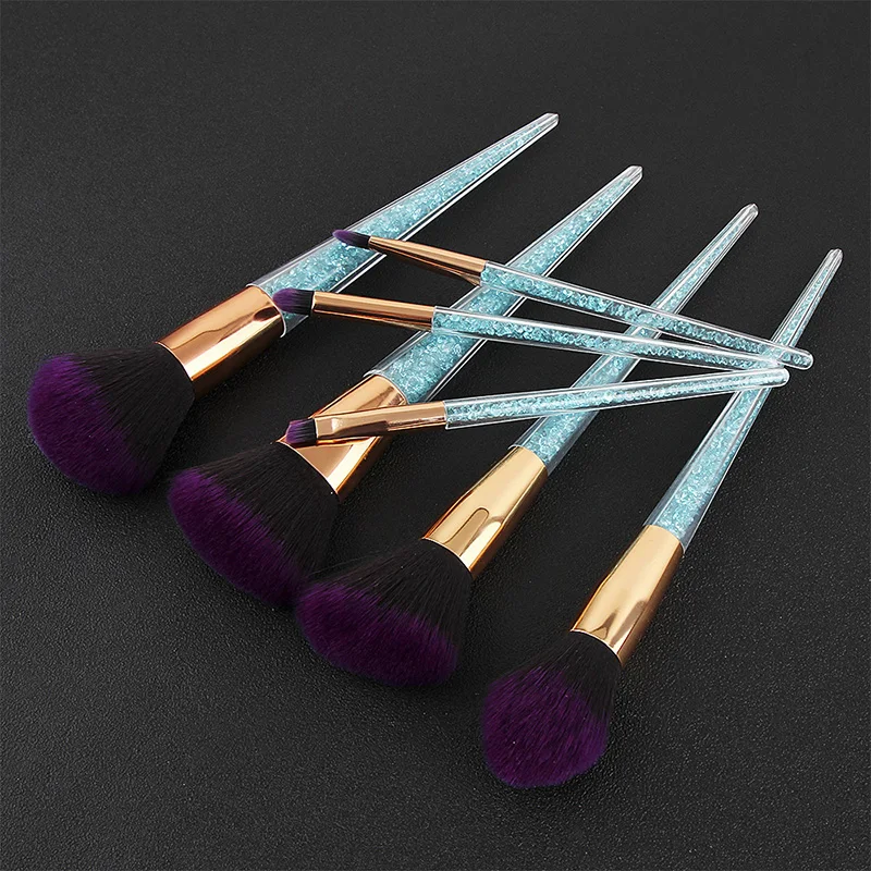 

Diamond 7pcs Blue Crystal Handle Premium Full Function Makeup Brushes Unicorn Complete Portable Cosmetic Beauty Make Up Brushes