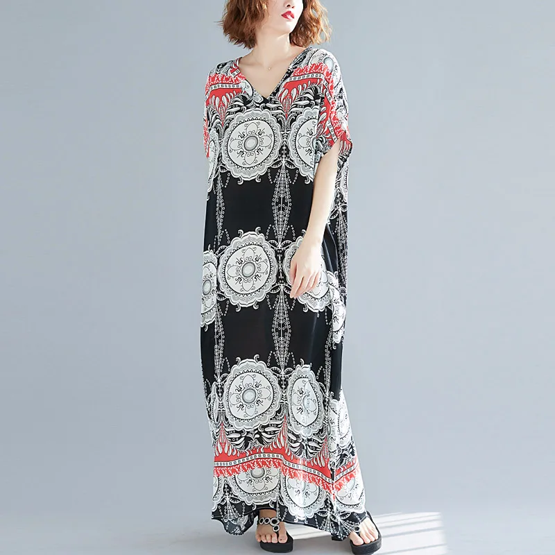 Женское винтажное платье Бохо размера плюс летнее хлопковое Макси большого 4XL 5XL