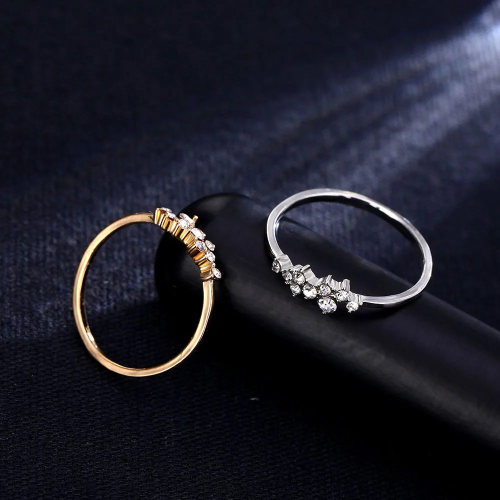 New Pattern Hemp Flowers Ring Plating Rose Gold Silver Micro Cubic Zirconia Tail Ring Fashion Women's Accessories Jewelry Gift