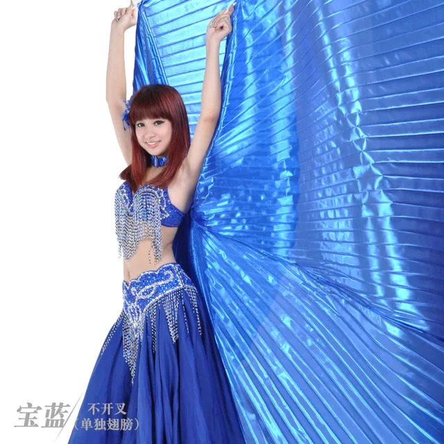 Ruoru Women Kids Girls Belly Dance Isis Wings Gold Belly Dance Wings Bellydance Costume Egyptian Oriental Dance Without Sticks Blue