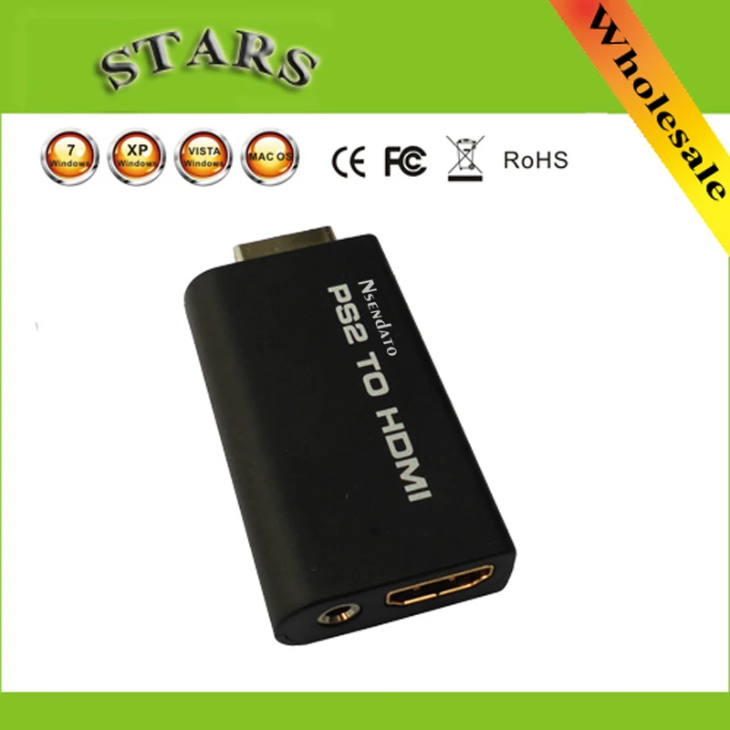 

New PS2 to HDMI with 3.5mm audio video Converter connector adapter for HDTV support 480i 576i 480p,Wholesale Free Shipping