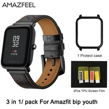 Ремешок из натуральной кожи 3 в 1 для Amazfit bip Молодежные часы ремешок умные аксессуары для Xiaomi спортивные часы Amazfit сменный ремешок