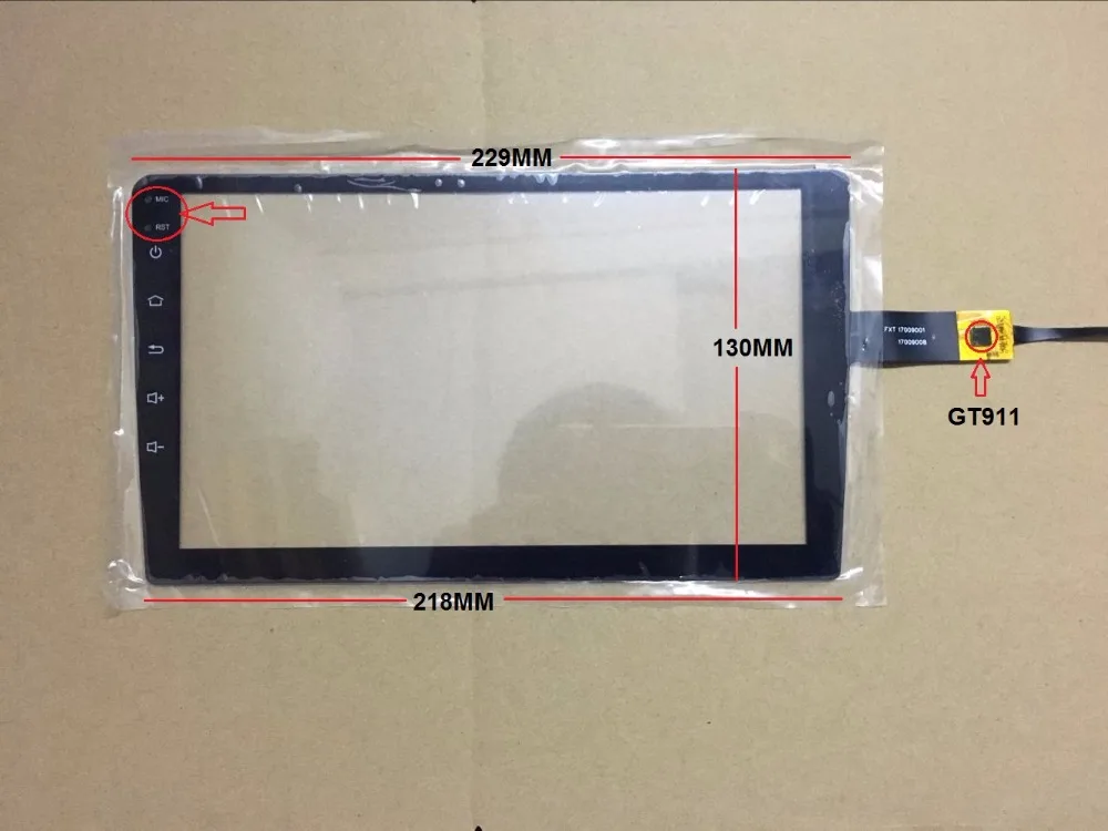 

229*130 MM 9 inch Capacitive touch screen IC:GT911 6pin for car android navigation touch panel