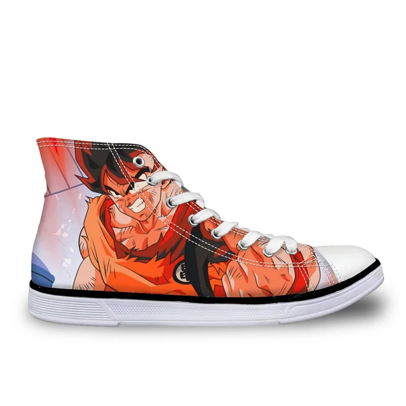 THIKIN мужские кроссовки на заказ Супер Saiyan Son Goku модные аниме Dragon Ball Z печати повседневные на шнуровке плоские высокие холщовые туфли - Цвет: CDHJ1029AK