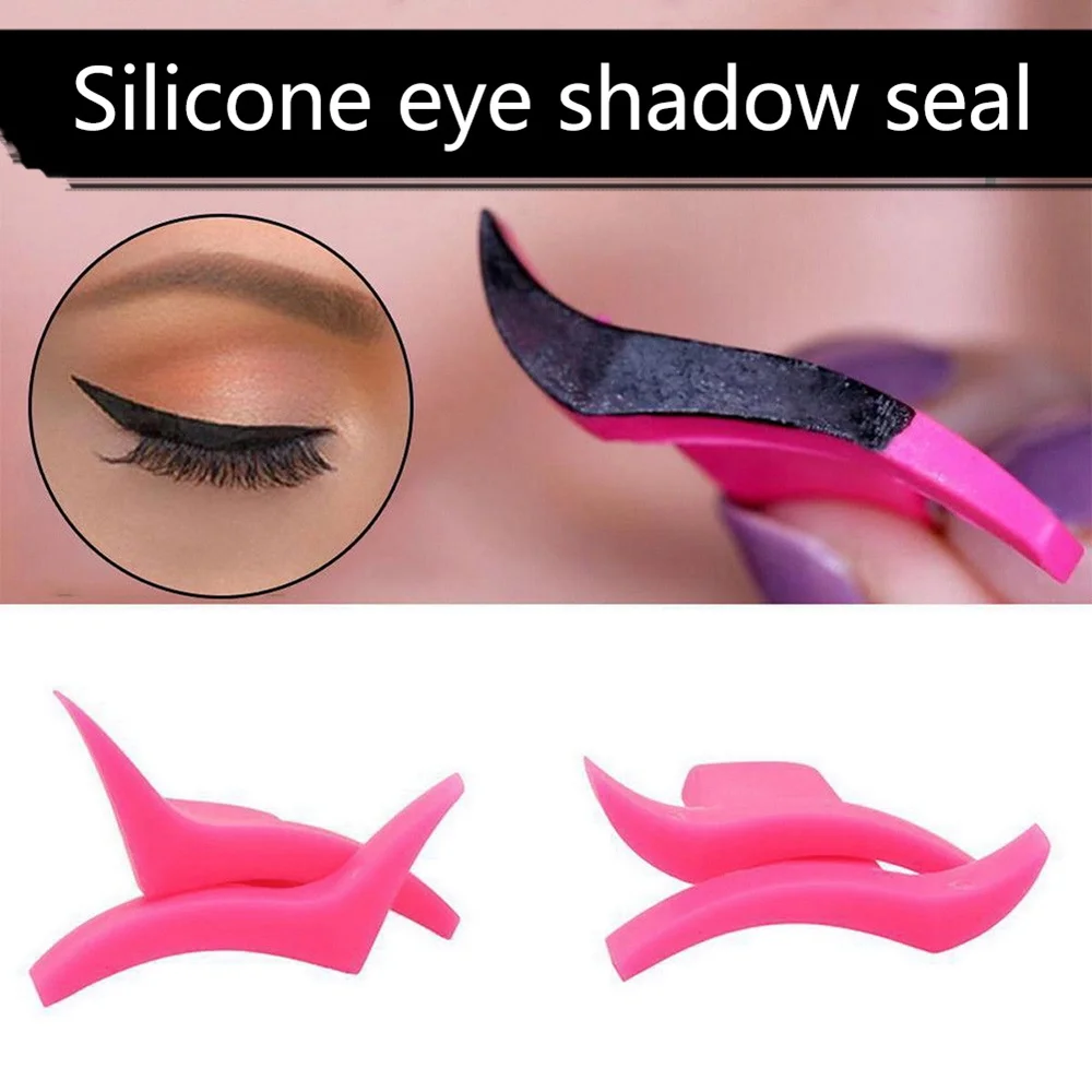 

2pcs Silicone Eyeliner Stamps Wings Makeup Easy To Wear Template Stencil Models Eyeliner Wing Stamp Brush Tool Cosmetic Beauty