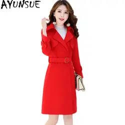AYUNSUE Casaco Feminino длинное шерстяное пальто женские пальто Элегантные корейские осенние красные пальто женские модные тонкие Abrigo Mujer KJ174