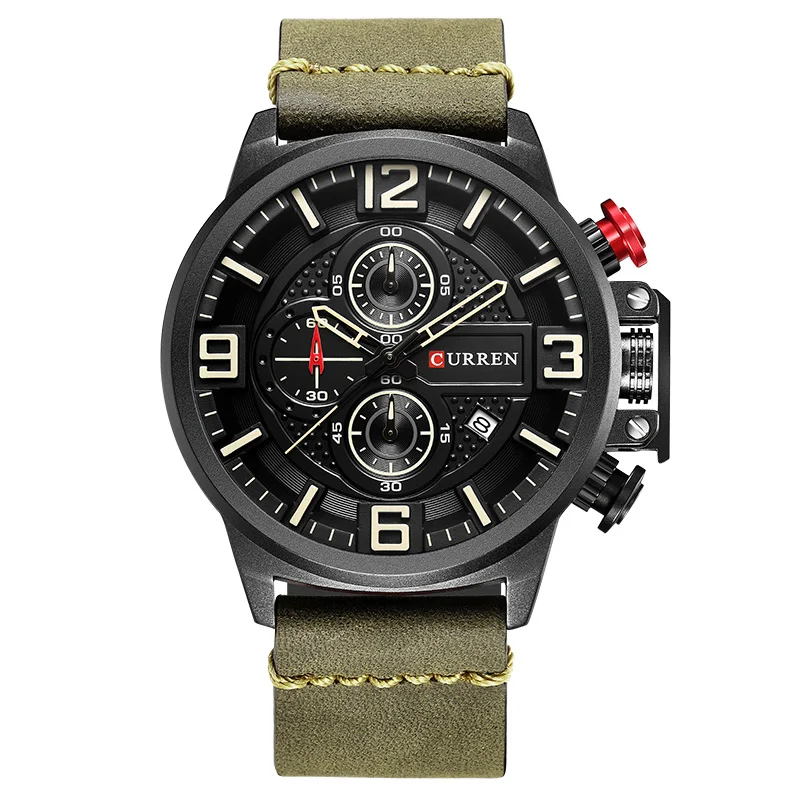  CURREN Sports Analog Army Military Men Watches Calendar Casual Quartz Clock Wristwatch Relogio Masc