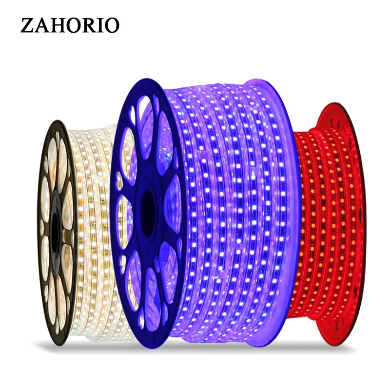 #cheap AC 220V RGB Led Strip 5050 Waterproof 1M 3M 5M 10M 15M Red Green Blue White Warm white tape light RGB Remote Controller EU plug