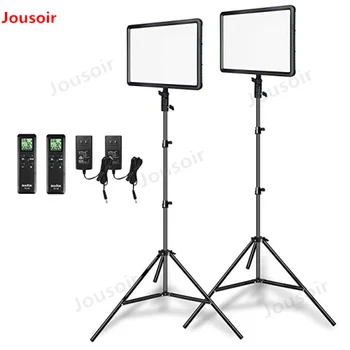 

Godox 2pcs LEDP260C Ultra-thin 30W 3300-5600k LED Video Light Panel Lamp with 2pcs Light Stand for Video Studio Lights CD50 Y X1