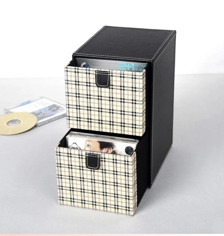 Ящик для хранения всякой всячины из синтетической кожи 2 отделения|desk storage box|box