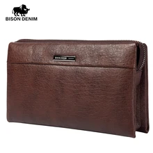 BISON DENIM 2016 top-griff taschen Veranstalter Brieftaschen leder echte brieftasche für männer Geschäfts kupplung abendtasche kleid N8009-1B