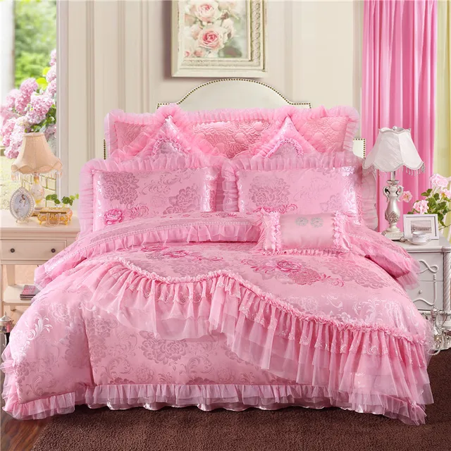 Luxury Silk Cotton Jacquard Wedding Bedding Set Beautiful Bride Luxury Silk Cotton Jacquard Wedding Bedding Set Beautiful Bride Duvet Cover Bed Sheet Linen King Queen Size 4 6 8pcs