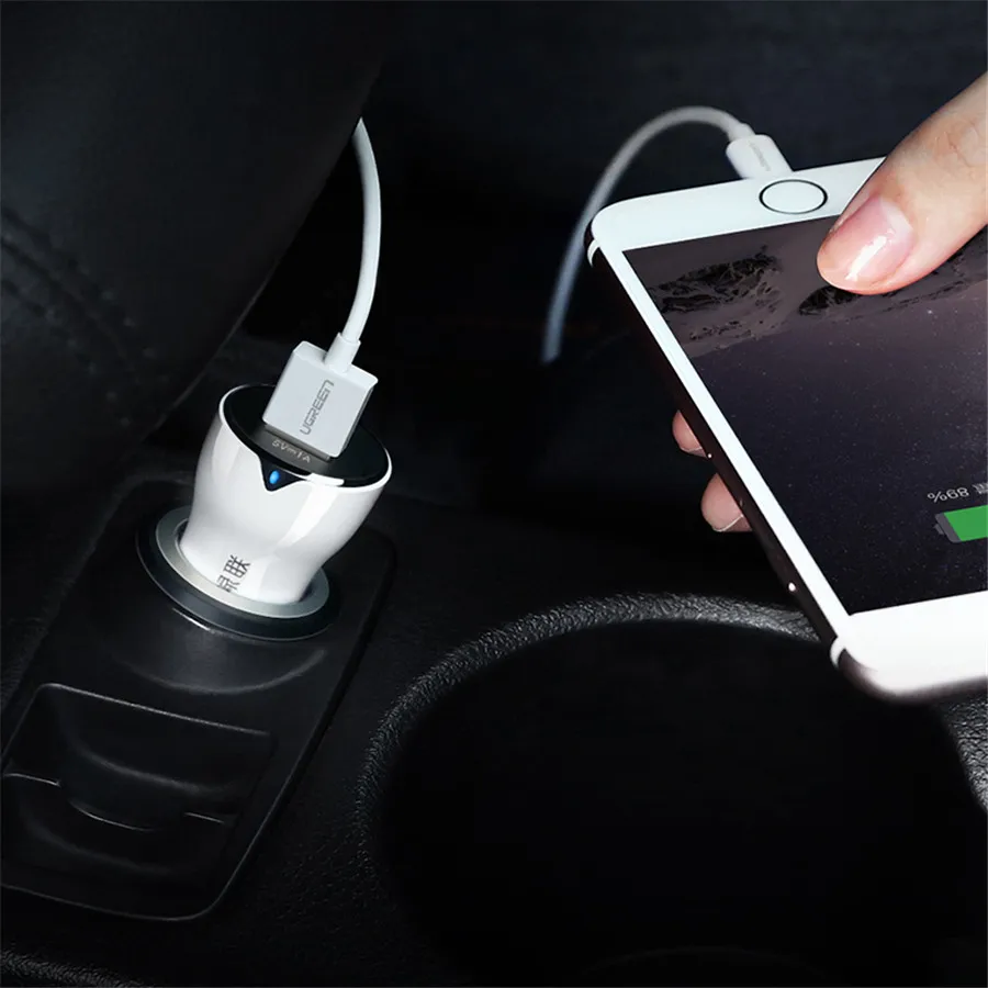 عالية الجودة Ugreen 24 واط 4.8A سريع سيارة شاحن ل Xiaomi Mi7 Mi6 Mi5 سيارة الهاتف شاحن لسامسونج غالاكسي s9 S8 زائد S7 اللوحي