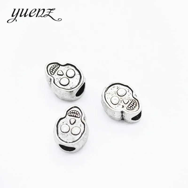 

YuenZ 10pcs European Beads Big Hole Halloween skull Beads Tibetan Silver Spacer Beads Plated For Charm Bracelets Making DIY R200