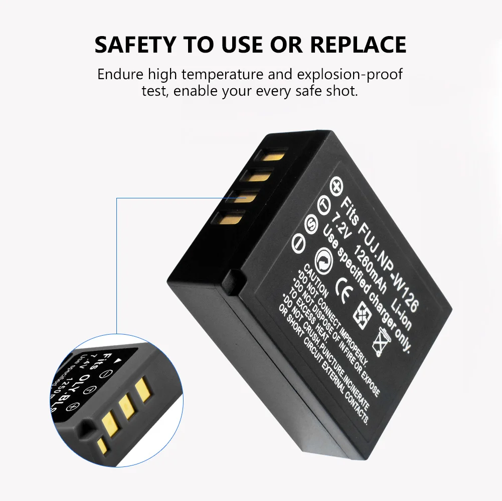7,2 V 1260mAh перезаряжаемые Цифровые Батареи X-Pro1 HS30EXR литий-полимерная NP-W126 батарея для Fuji FinePix батареи камеры