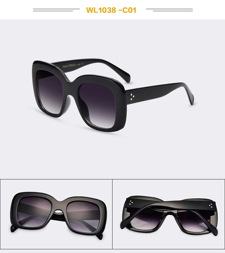 Winla, модные женские солнцезащитные очки, популярные, брендовые, дизайнерские, квадратные, стильные, солнцезащитные очки для женщин, женские, с заклепками, оттенки, UV400, линзы, WL1038
