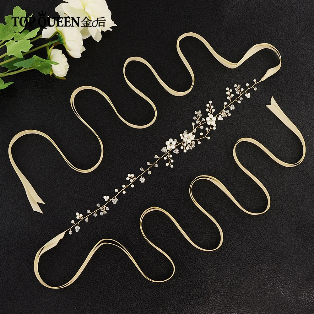 TOPQUEEN SH126 горячая Распродажа свадебный пояс с жемчугом для невесты тонкие ремни