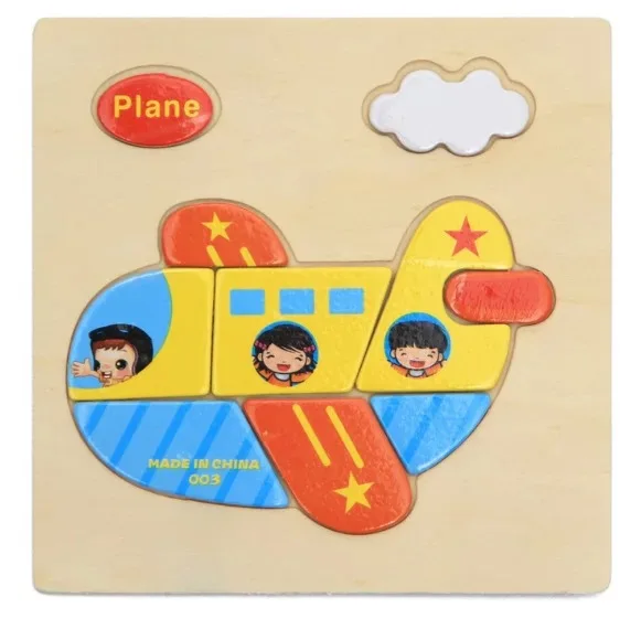 3D деревянные головоломки игрушки для детей; из дерева 3d мультфильм животных головоломки интеллект детей раннего образования игрушки для детей - Цвет: aircraft