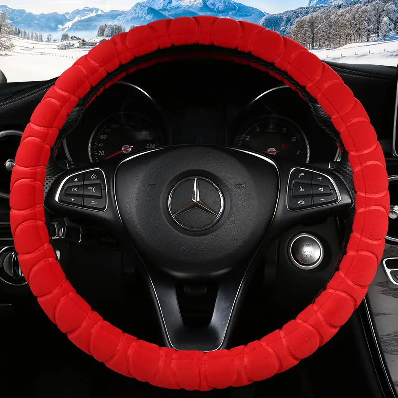 

New Hot Winter Soft Warm Plush Fuzzy Auto Car Steering Wheel Cover Universal Interior Car Cover Fit For Most Cars Styling