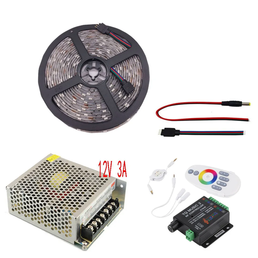 5050 SMD RGB набор светодиодных лент 5 м 25 светодиодный гибкий свет 30led/M DC12V + адаптер