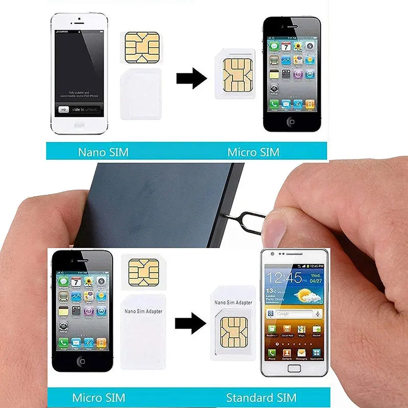 Переходник 4 в 1 2016 переходник Nano SIM карты Micro Standard для iPhone 5 6 6s Plus SE 5C xiaomi redmi 3s 3 huawei