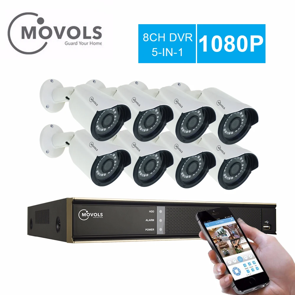 

MOVOLS CCTV 1080P 8pcs Camera Video Surveillance 8CH 2000TVL Outdoor Security Camera system 8CH 1080N DVR Kit